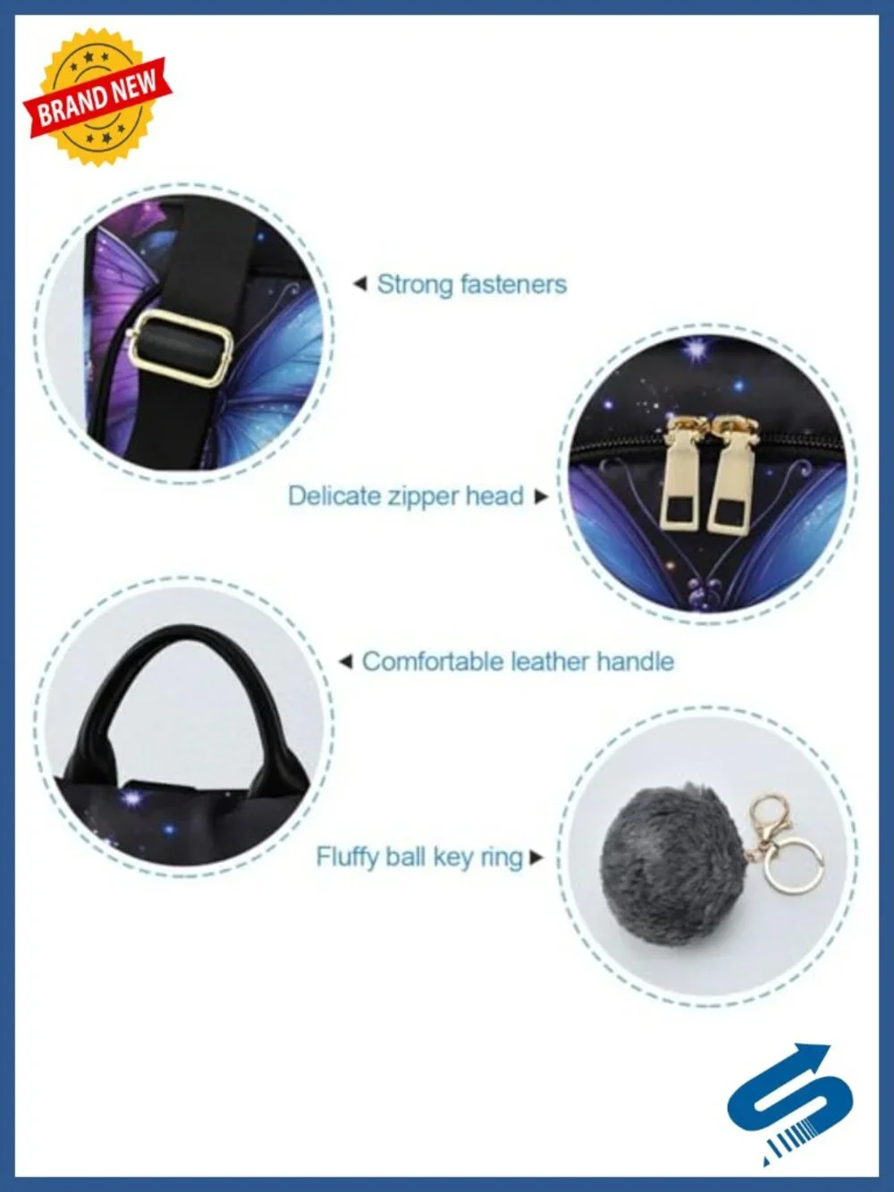Anti-Theft Women's Backpack Purse with Fuzzy Keychain, 3-in-1 Carry On Travel
